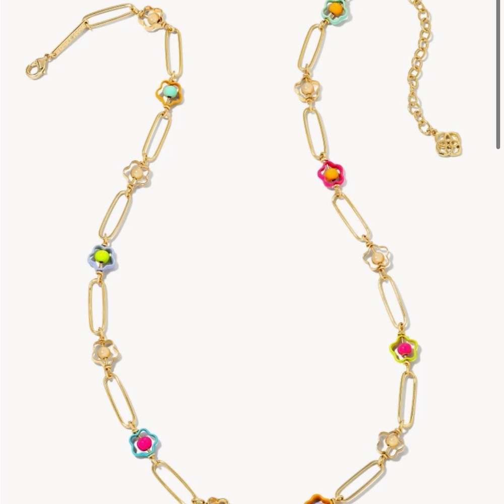 Kendra Scott Susie Gold Link and Chain Necklace in Rainbow Multi Color